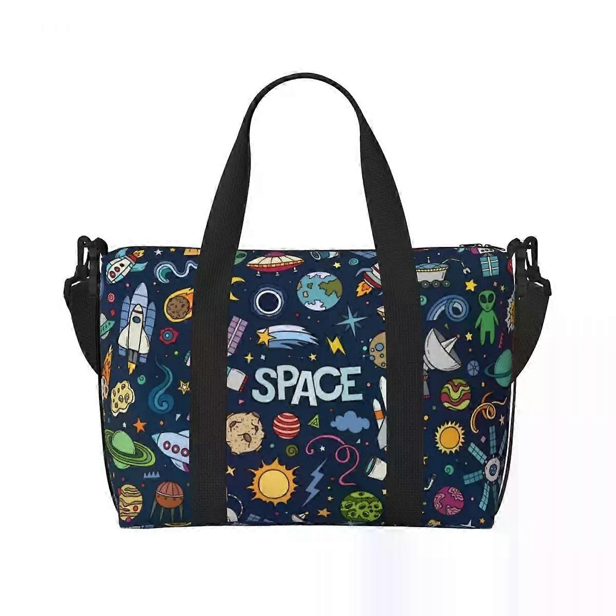 حقيبة حمل Space Universe Sun Planet Beach للنساء صالة ألعاب رياضية كبيرة جدا تحمل على رائد فضاء سفينة فضائية حقائب تسوق