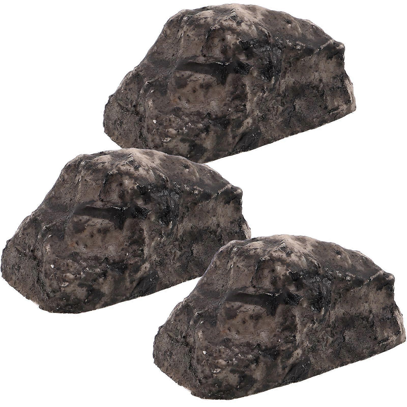 3pcs Simulation Stone Key Holder Hidden Key Box Resin Stone Key Storage Box Artificial Stone Key Hider