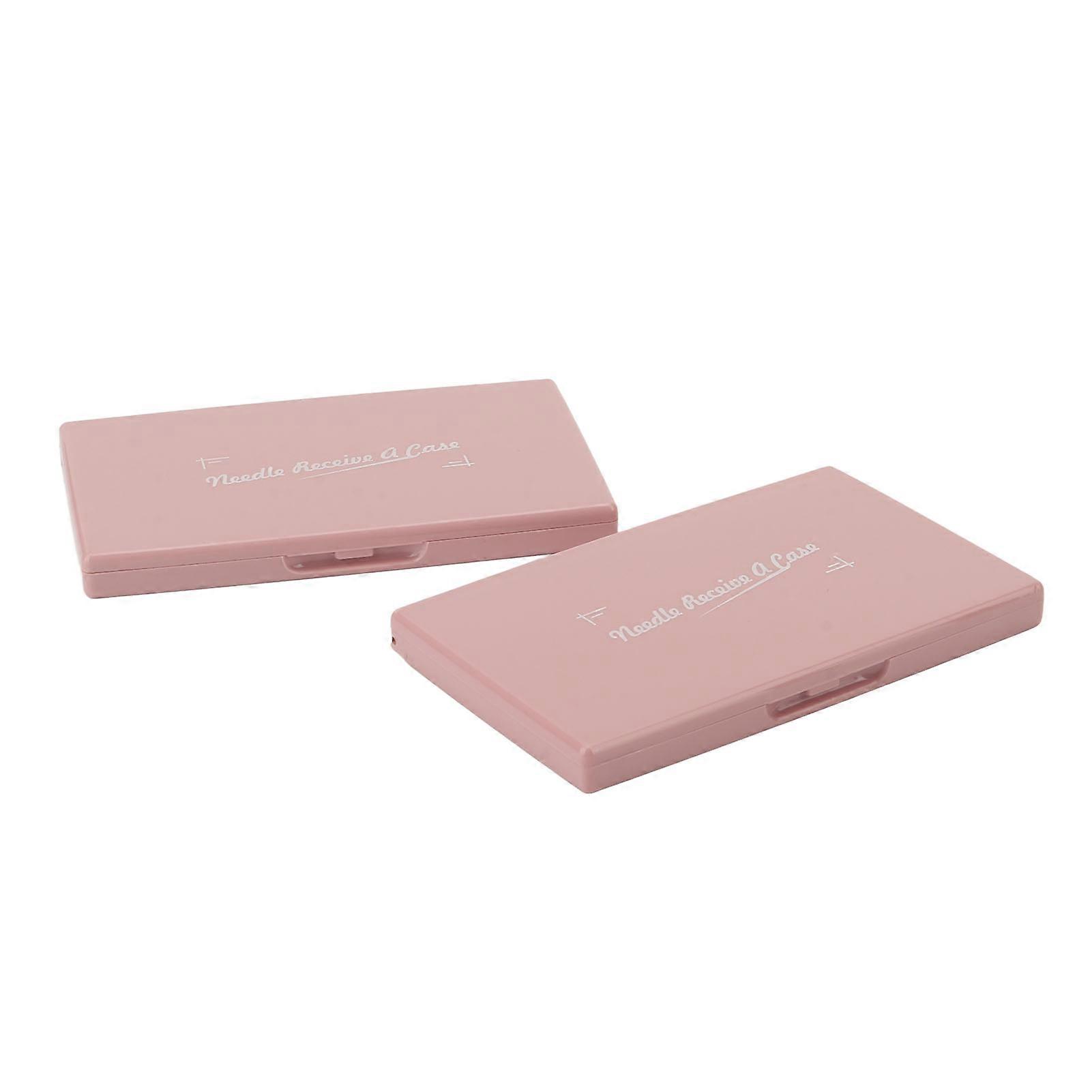 2pcs Magnetic Needle Case Pink Rectangle Shape Plastic Magnet Portable Sewing Pin Holder for Metal Objects 