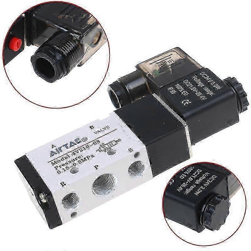 1 قطعة جديدة 5 طرق 2 موقف 1/4 'Airtac صمام الملف اللولبي 4v210-08 Dc24V - JA