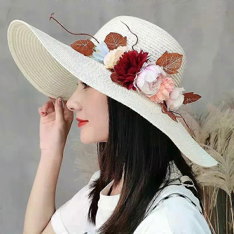 Seaside Po Beach Straw Hat Children Summer Large Brim Sunscreen Shading Simple Fashion Large Brimmed Hat Sun Hat Beach Hat