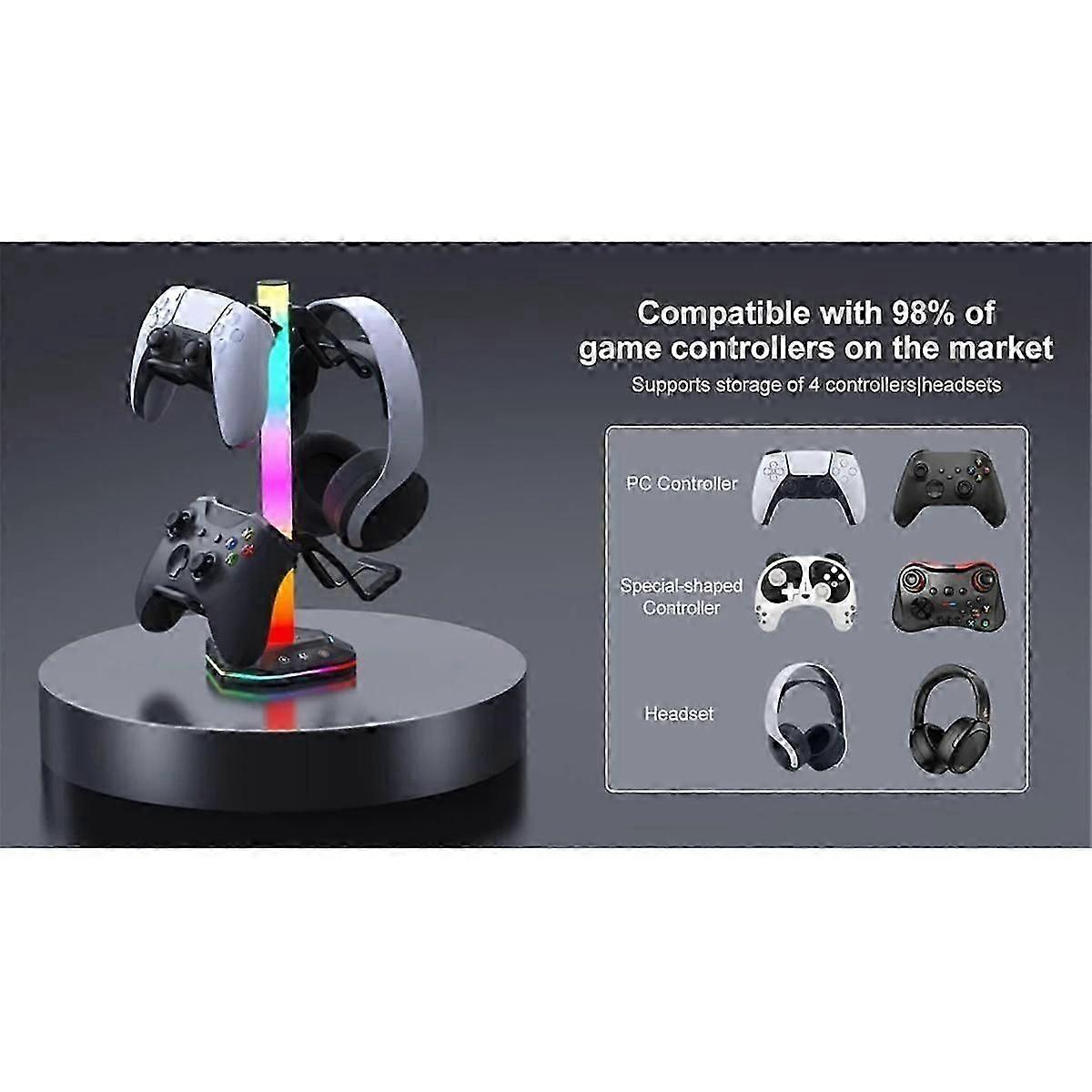 Gaming RGB Headphone Stand for Playstation5 Controller Holder Earphone Hanger for Desktop Gamer Gam