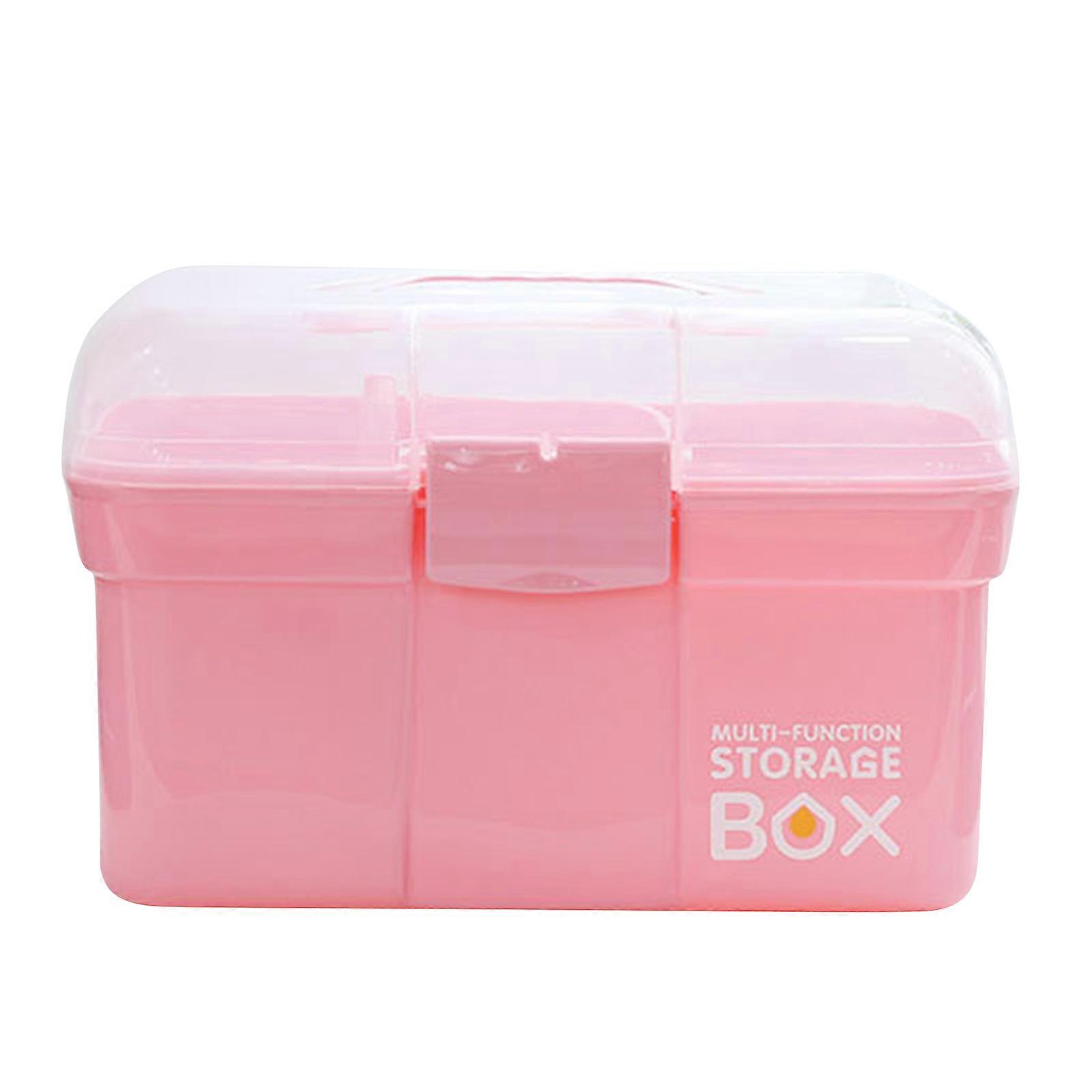 Family double-layer storage for case portable portable medicine for case Pink L