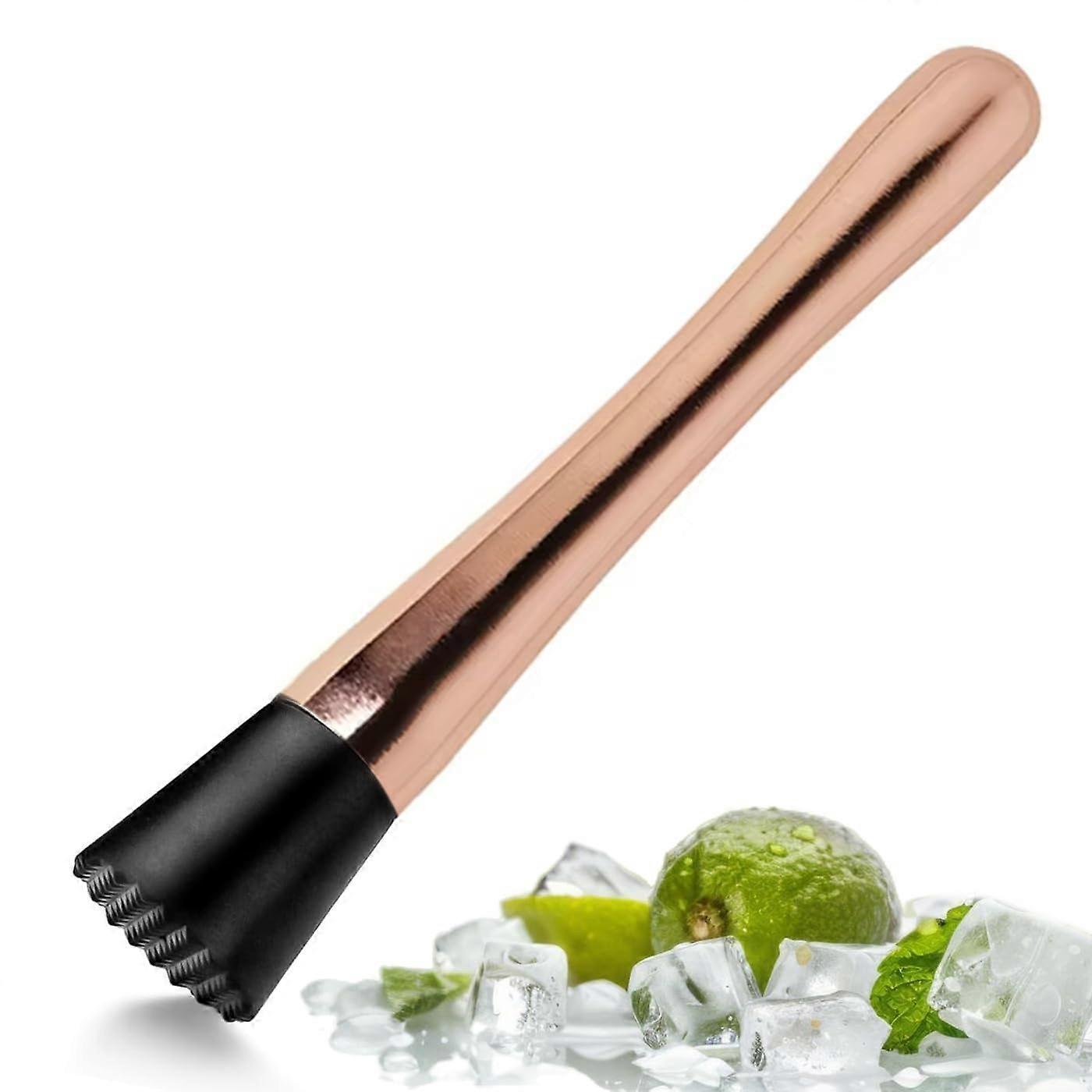 Cocktail Muddler - Copper Steel Ice Crusher & Bar Muddler for Mojito Making, Fruit Crushing, and Mixology Tools