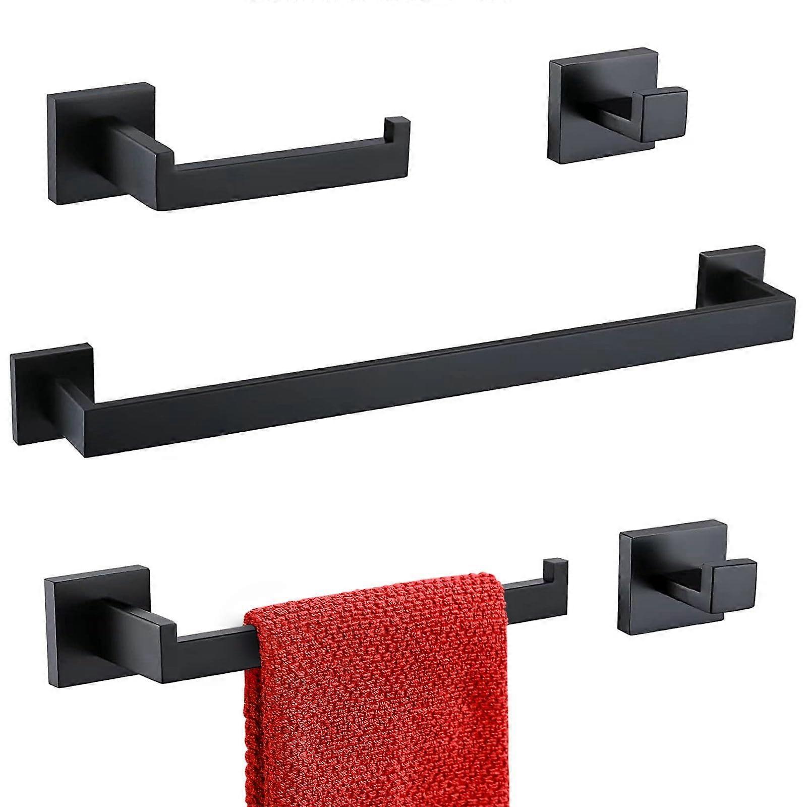 5 Pieces Towel Bar Set Matte Black Bathroom Hardware Set Wall Mounted 23.6 Inch