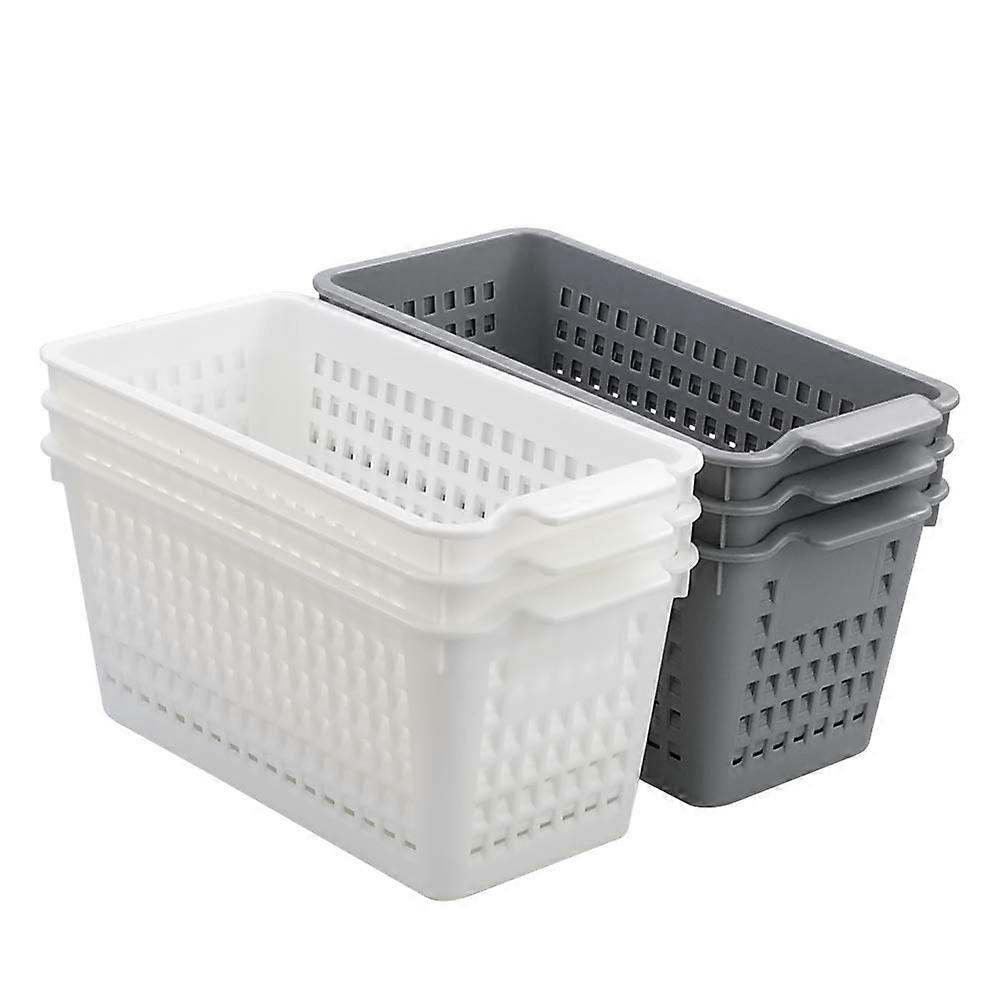 Plastic Storage Basket Deep Slim Plastic Baskets 6 Packs Pantry Organizer