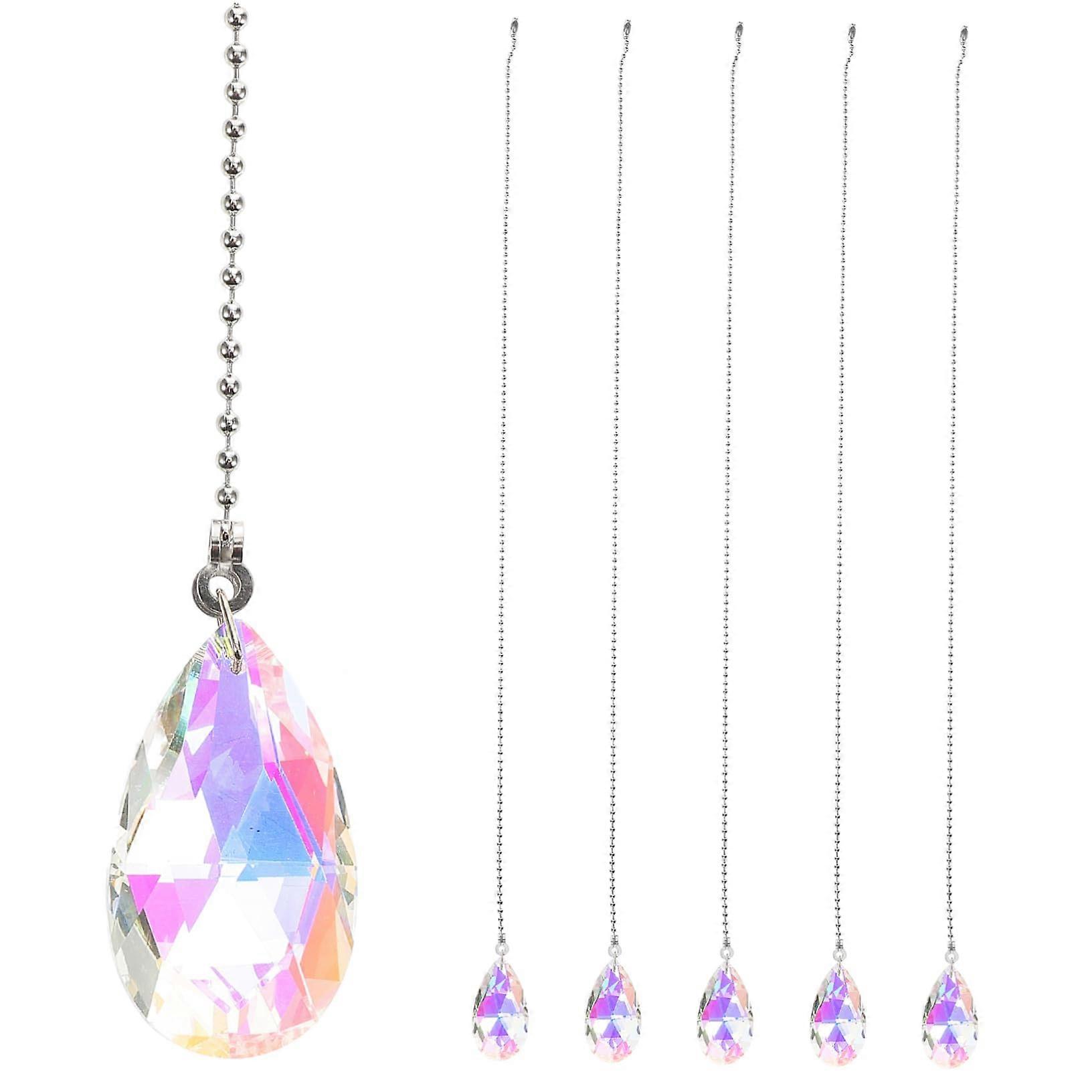 5pcs Crystal Ceiling Fan Pull Chain Extender Elegant Design Pendant Ornament for Home Decor and Bathroom Lighting