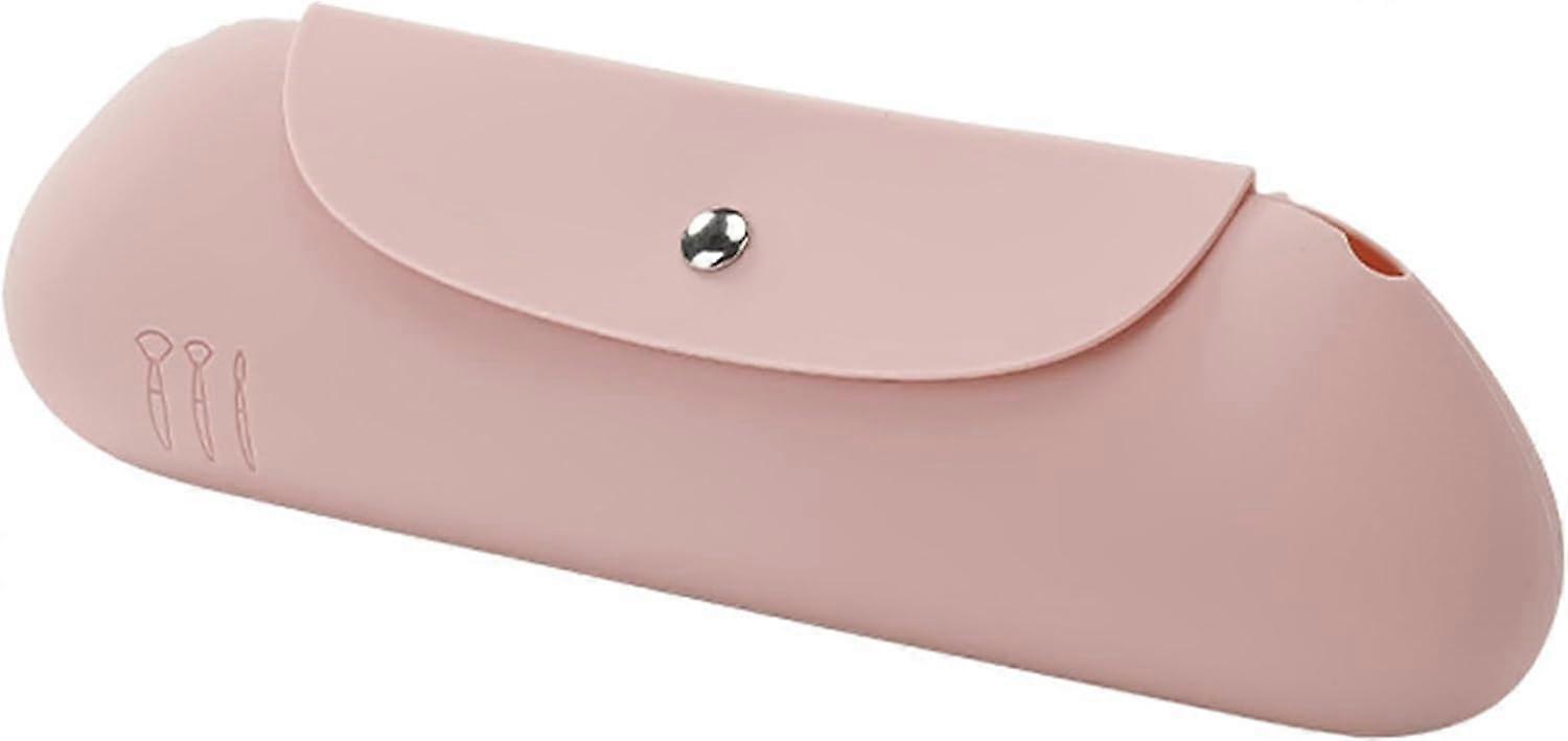 Silicone Makeup Brush Holder Soft Makeup Organizer Bag Case, 1, Khakhi, M'lik Falls Out Magnetic Closing Button Package