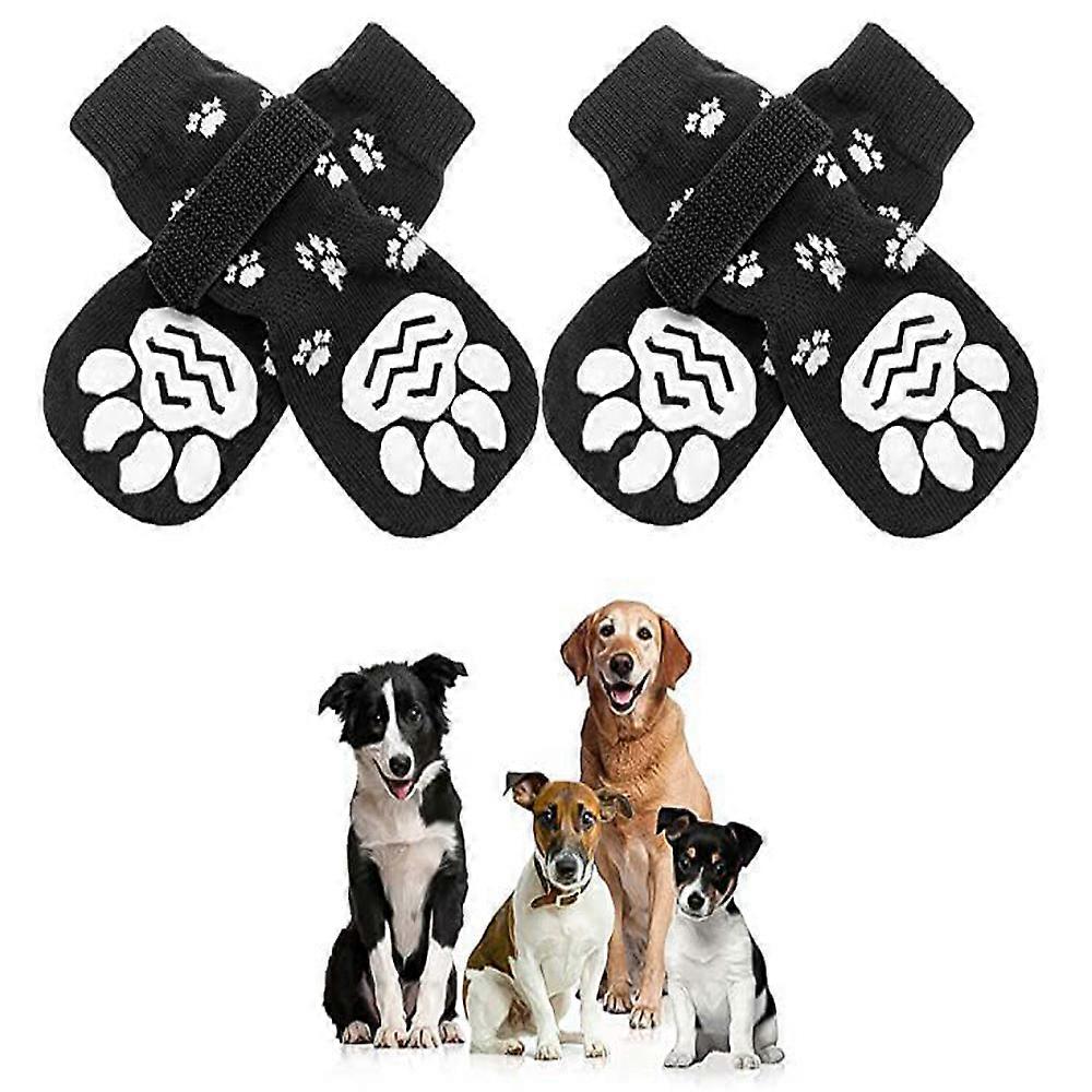 Non Slip Indoor Socks for Dogs - Soft Adjustable Paw Protector for Old Dog with Strap Traction Control for Indoor Use on Hardwood Floors