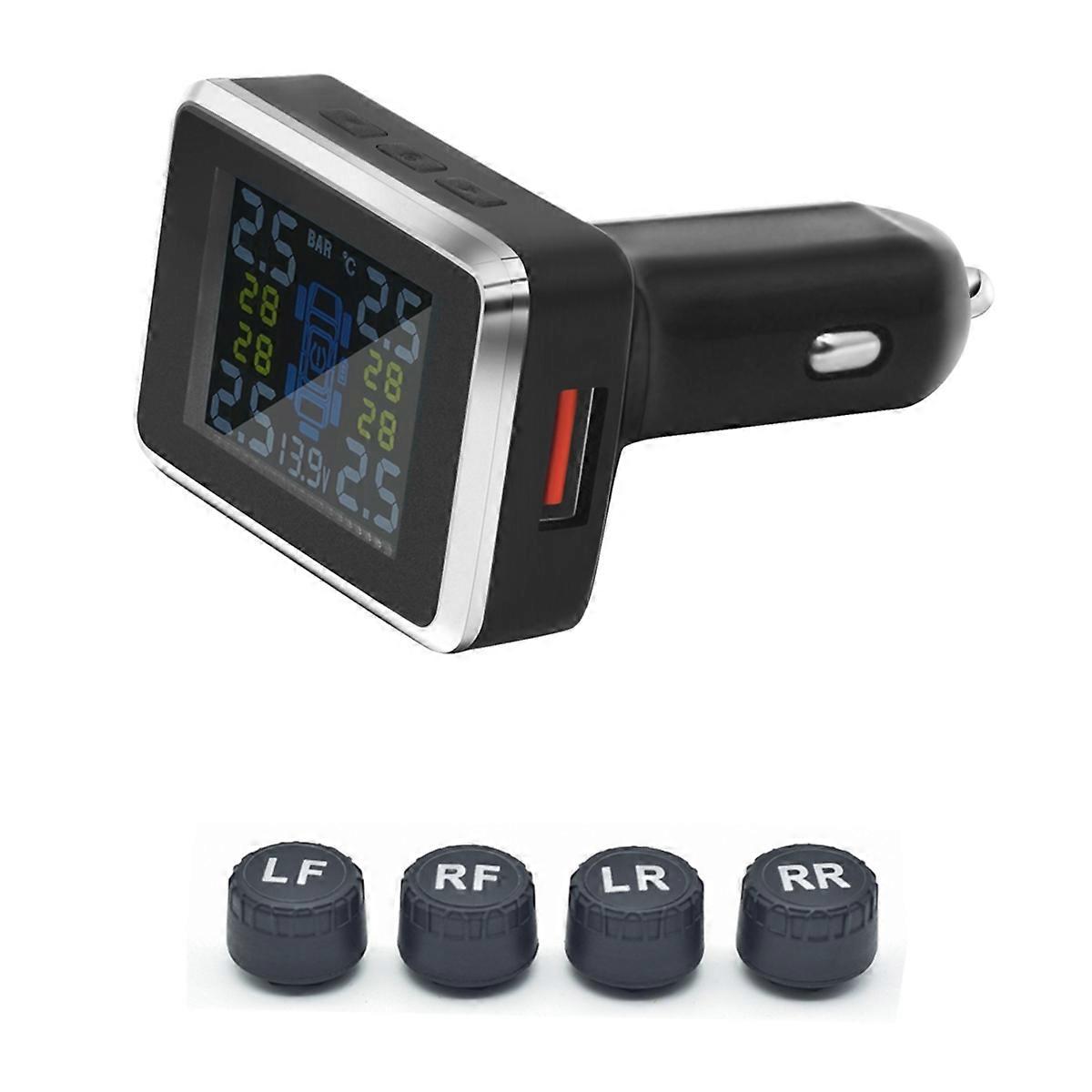 Monitor della pressione dei pneumatici TPMS per auto LCD con 4 sensori esterni