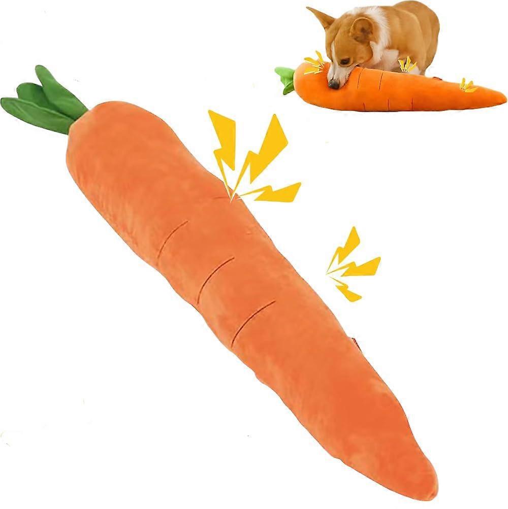 Calming Carrot Dog Toy, Large Sturdy Plush Multi Squeaks Dog Cat Toys (Orange, Large)
