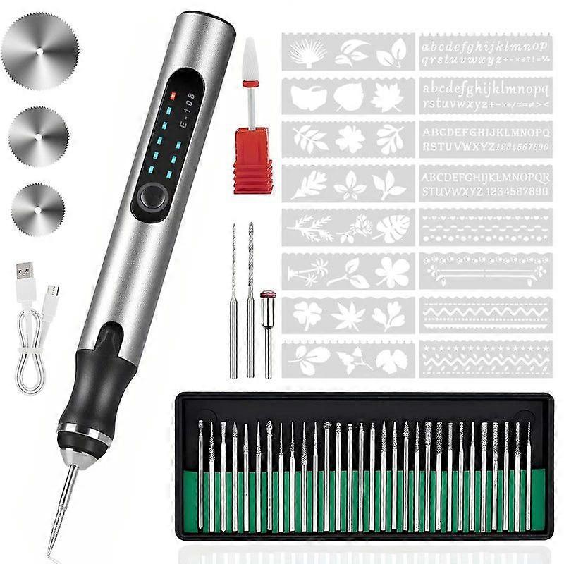Engraving Pen with 37 Bits, USB Rechargeable Cordless Engraving Tool