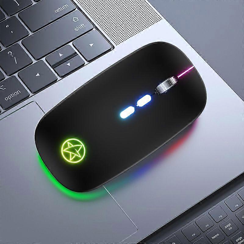 Wireless mouse for laptop, 2.4GHZ Bluetooth mouse rechargeable(pure black)