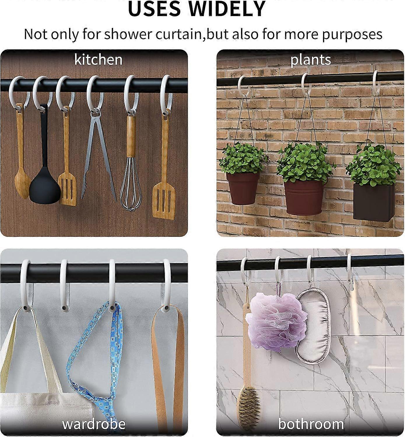 White Shower Curtain Hook Rings, 12 Pack