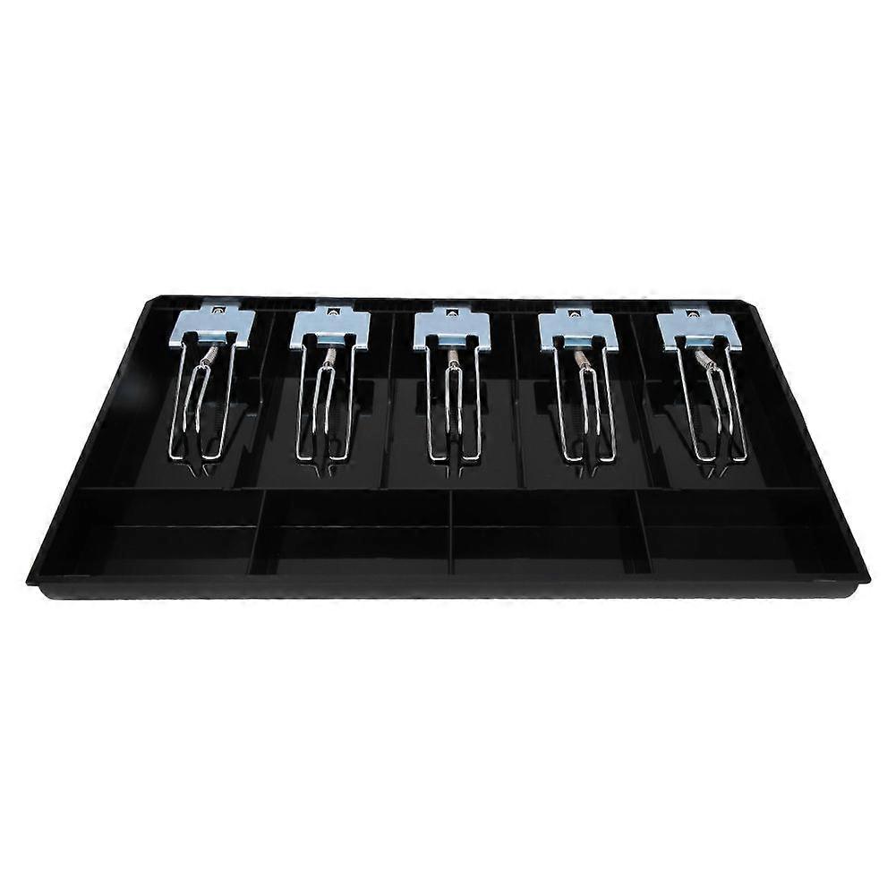 ABS素材トレイ、メタルクリップ付き、キャッシュドロワーレジスタ、インサートトレイ、通貨収納ボックス(ブラック)