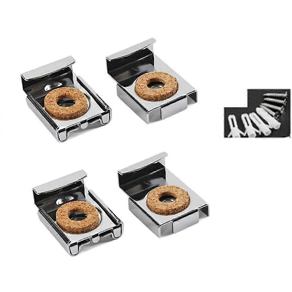 (4PICE Silver)Frameless Glass Wall Mount Kit Mirror Wall Bracket, with 4 Sets of Pins and Screws, Can be Used to Hang and Fix the Mirror or Glass
