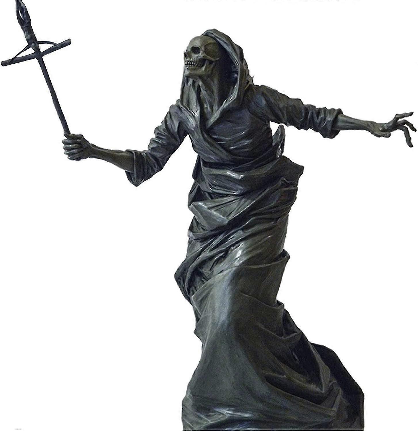 هيكل عظمي أسود تمثال حديقة الجارديان النحت تمثال القوطية الداخلية في الهواء الطلق حديقة ديكور تمثال، الراتنج الحرف زخرفة