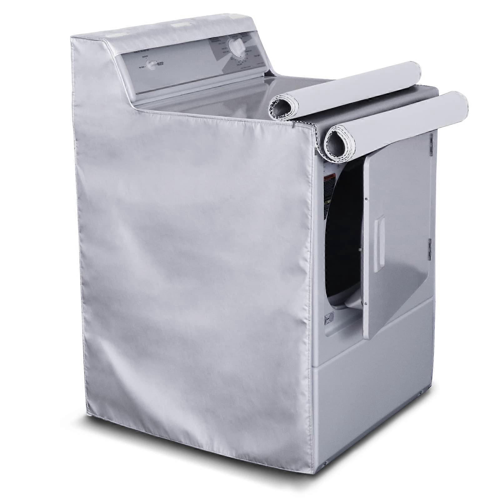 Washing Machine Cover Waterproof Dustproof Zippered Protector for Top/Front Load Washer/Dryer, 27"W x 26"D x 43"H, Silver