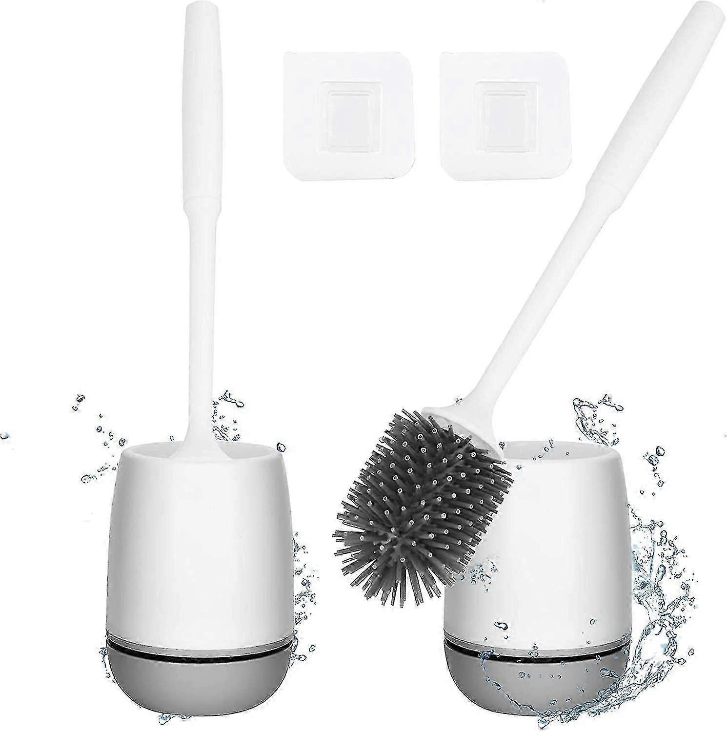 2pcs Silicone Toilet Brush with Ventilated Holder