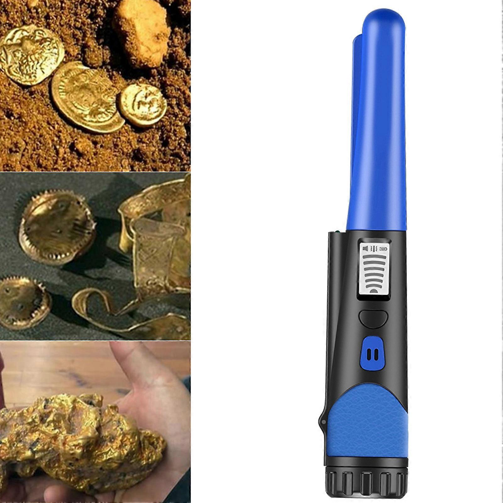 Metal Detector,Portable High Sensitivity Metal Detector One-button LED Indicator Gold Detector with Woven Holster Bag(Blue)