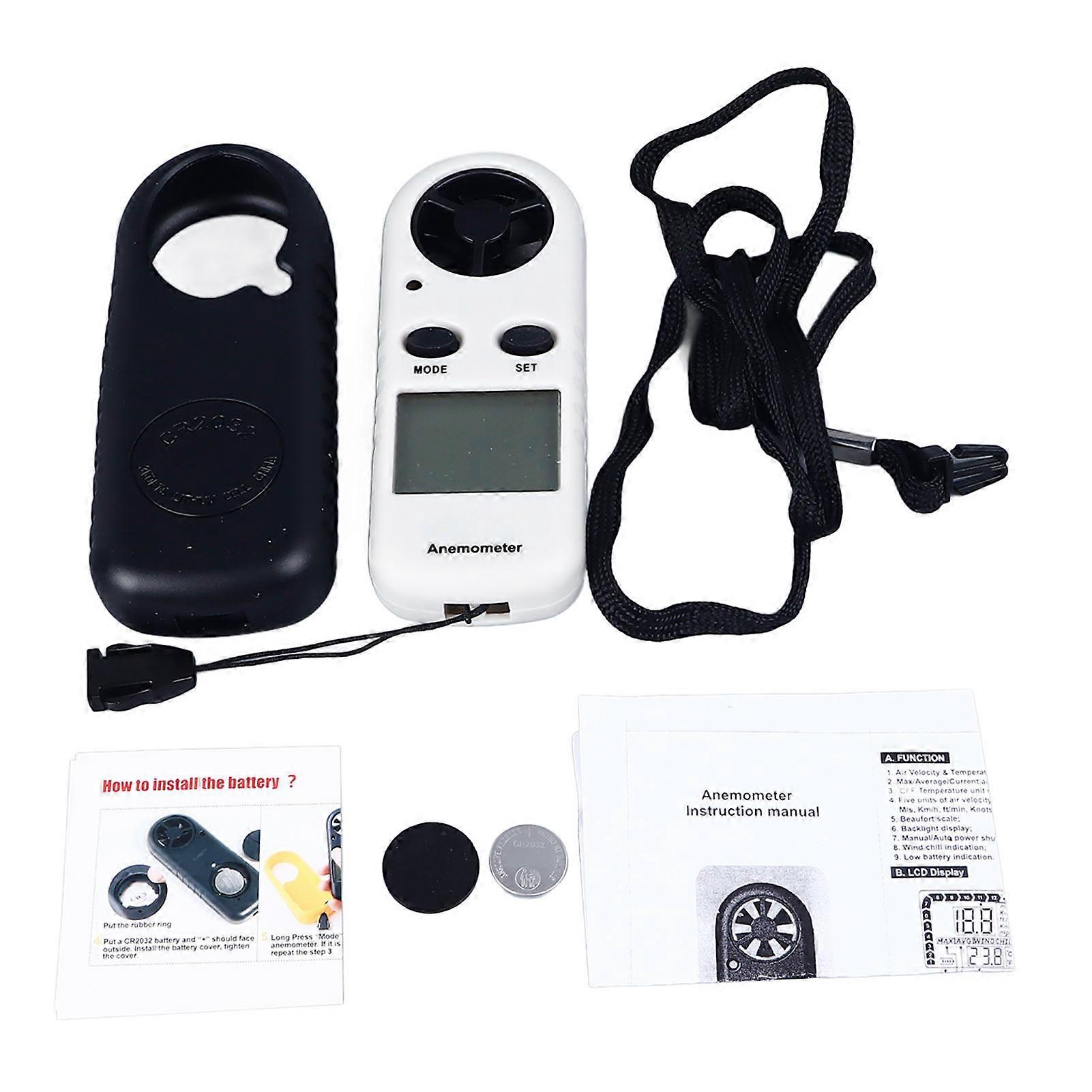 DEWIN Anemometer, LCD Digital Anemometer Wind Speed Sensor Auto Power Off Wind Speed Tester Meter for Outdoor