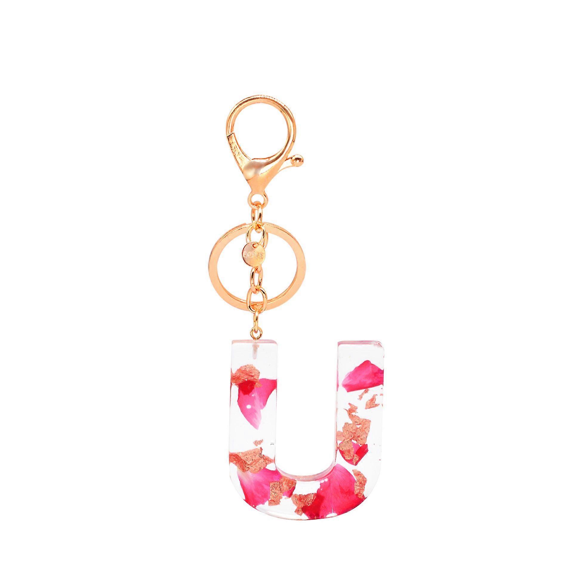 1PCS Keychain ,Letter A - Z Keychain Accessories Cute Crystals Keyring Initial Key Ring for Women