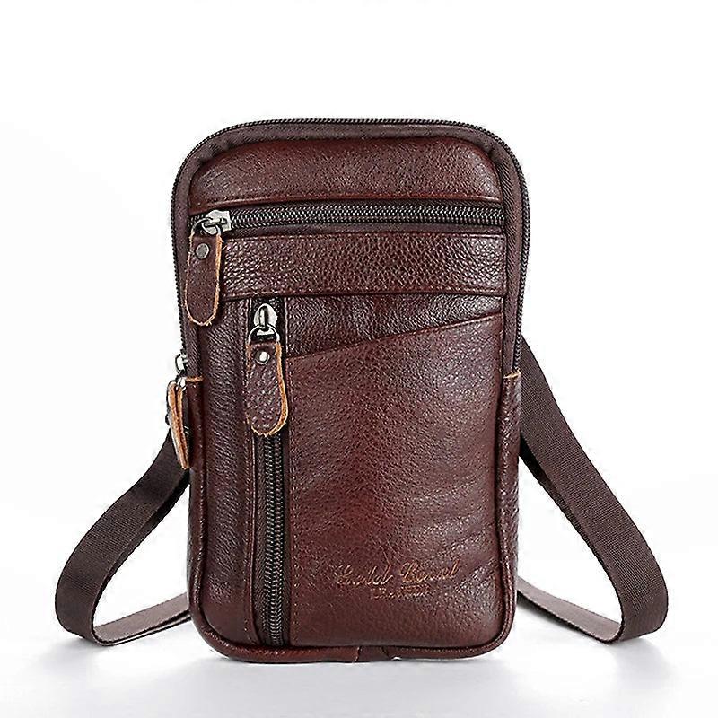 Leather Waist Bag Mens Mobile Phone Shoulder Bag