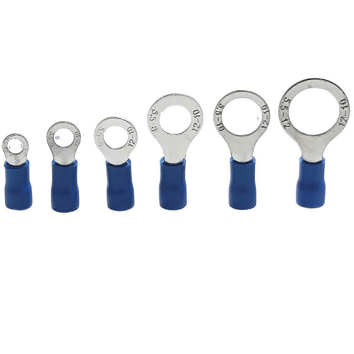 Blue 5P 10Pcs Rv5.54/5/6/8/10/12 Awg1210 Ring Insulated Terminal Cable Lug Wire Connector Electrical Crimp Terminal Suit for 46Mm