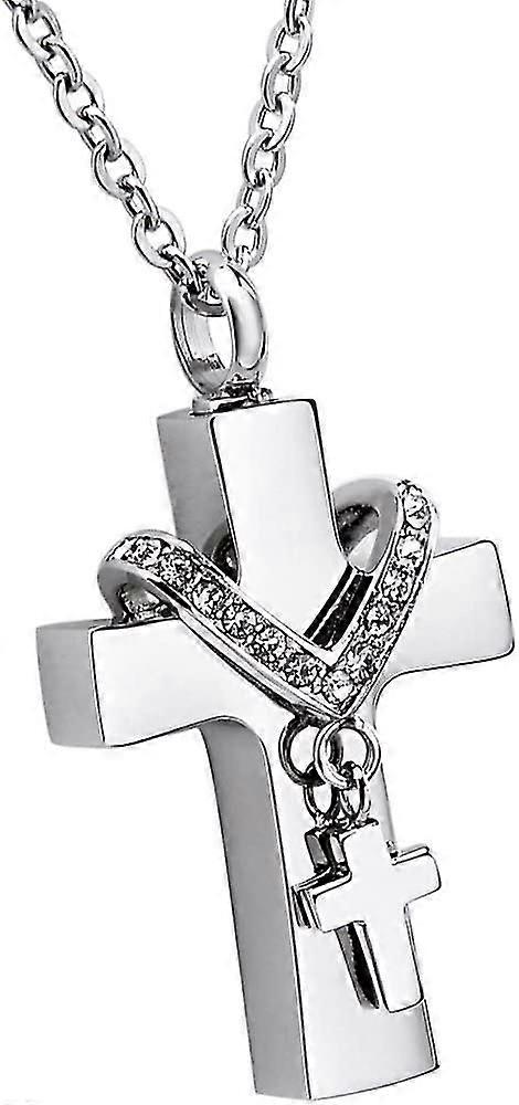 Double Cross Memorial Urn Vedhæng Kremering Smykker Rustfrit stål