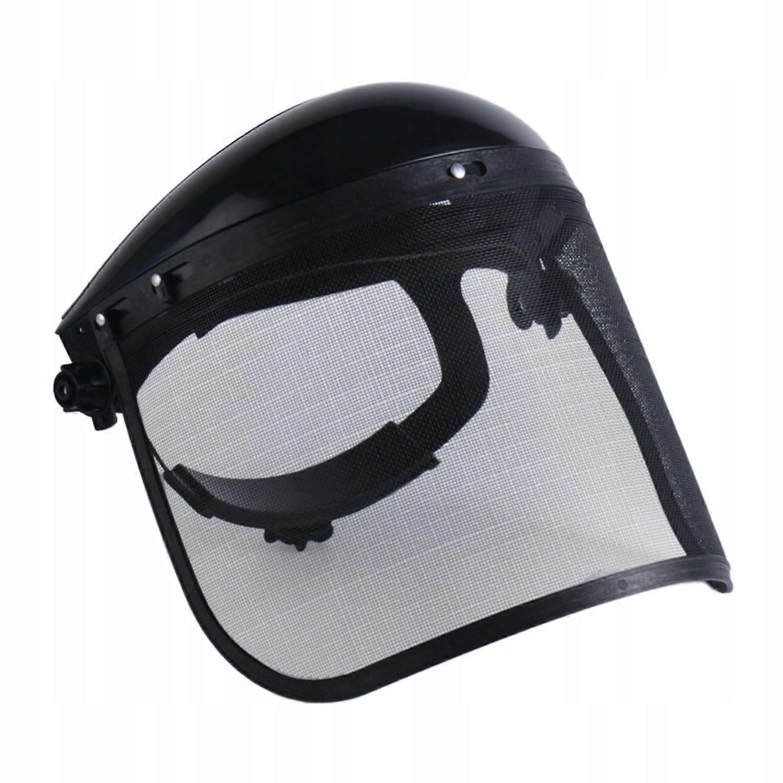 Protective Helmet For Construction Workers. Face Shield For Protection Against Chainsaws