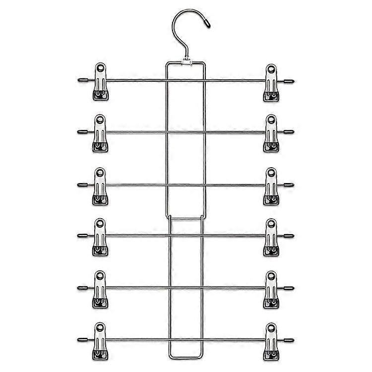 Foldable 6-Layer Wardrobe Storage Hanger 360-Degree Rotating Hook Clips Design Pants Skirt Clothes H