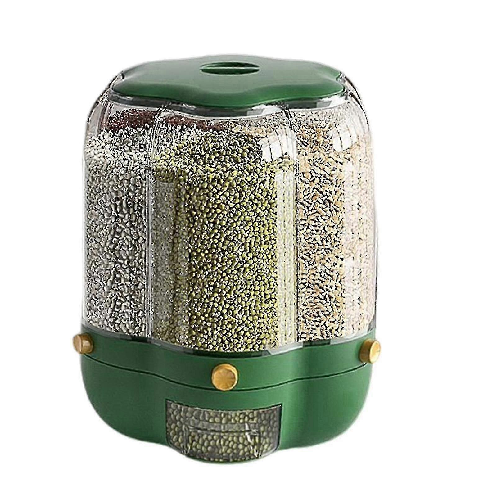 6 Grid 360 Rotating Clear N Container Automatic Dispenser With Leak Lid Round Dry Food Dispenser