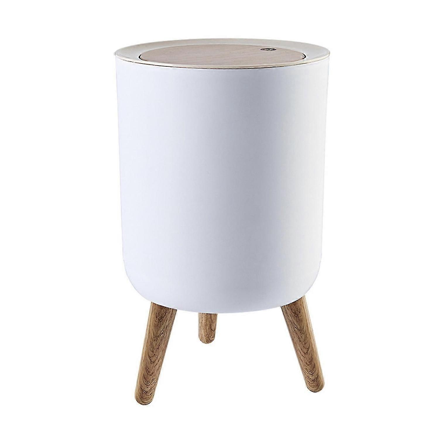 Trash Can With Lid Press Garbage Bin High Foot Waste Container Organizer
