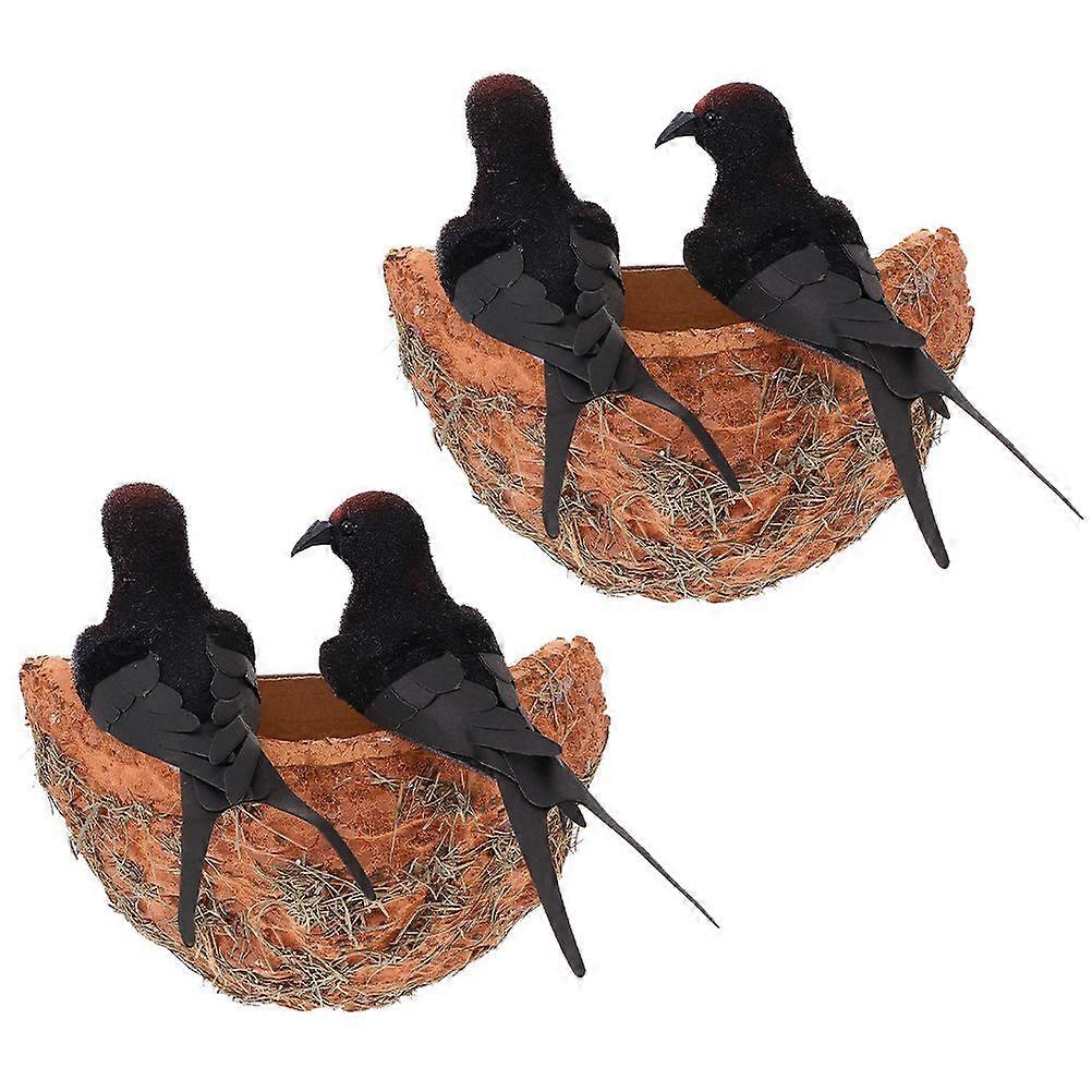 2 Sets of Simulated Swallow Nest Model Adornment Decorative Photography Prop