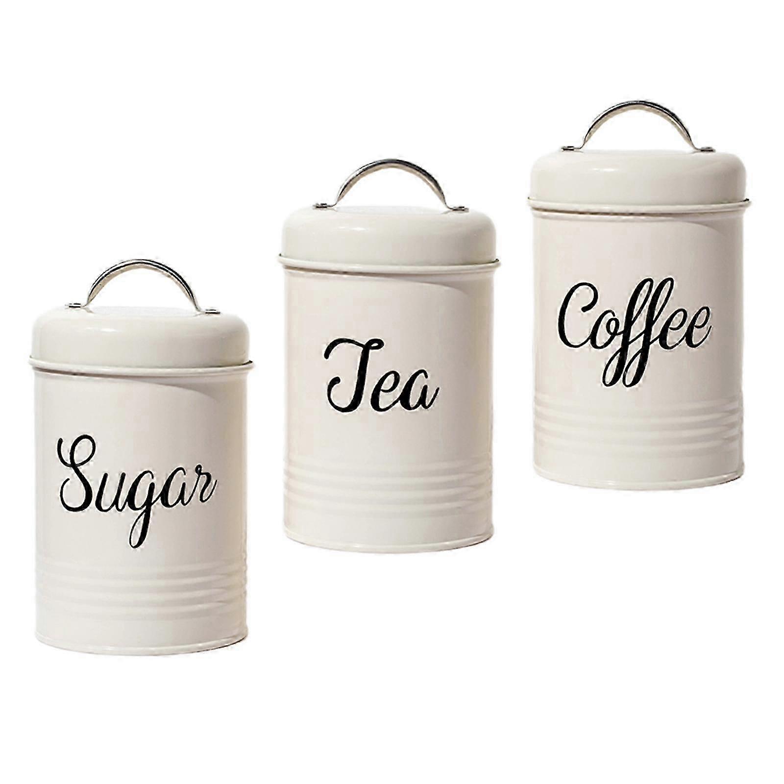 3x Kitchen Canister Sugar for Countertop Pantry Organization