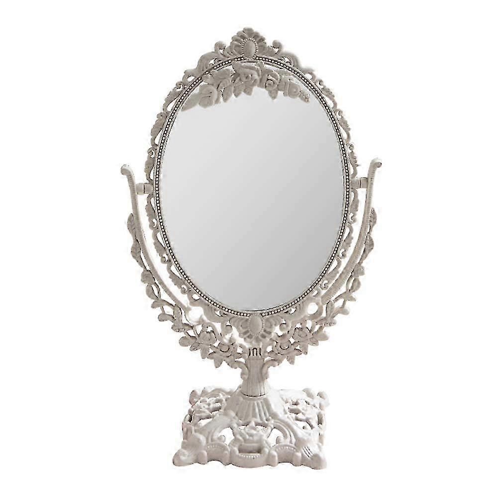 Vintage 360° Rotating Table Mirror with Double-Side Stand for Makeup & Dressing