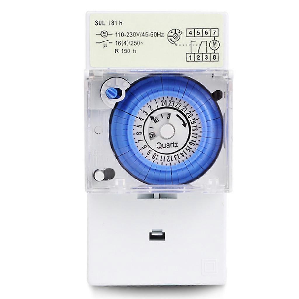 SUL181h Analog Timer Mechanical 24 Hour for Time Switch for Street Lamp, Staircase Lamp, Advertising Lamp Box Compact White