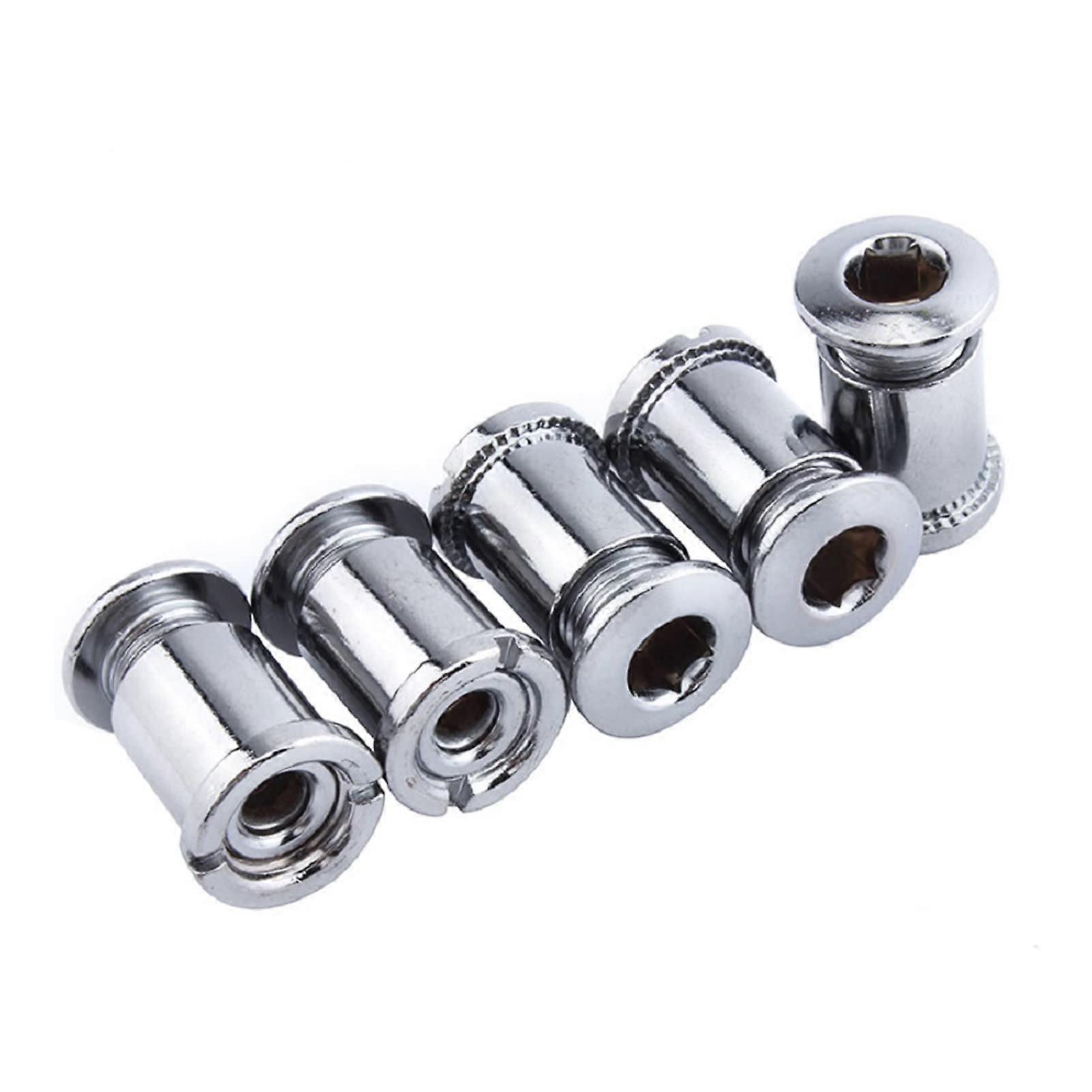 Steel Chainring Bolts M8 Crankset Screws Nuts Set for Mountain Bike BMX MTB Triple Chainrings Silver Type A 5 Sets