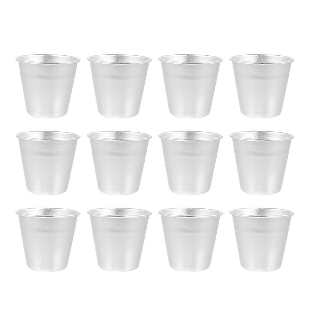12pcs Round Aluminum Cake Cups Silver Practical Moulds for Baking