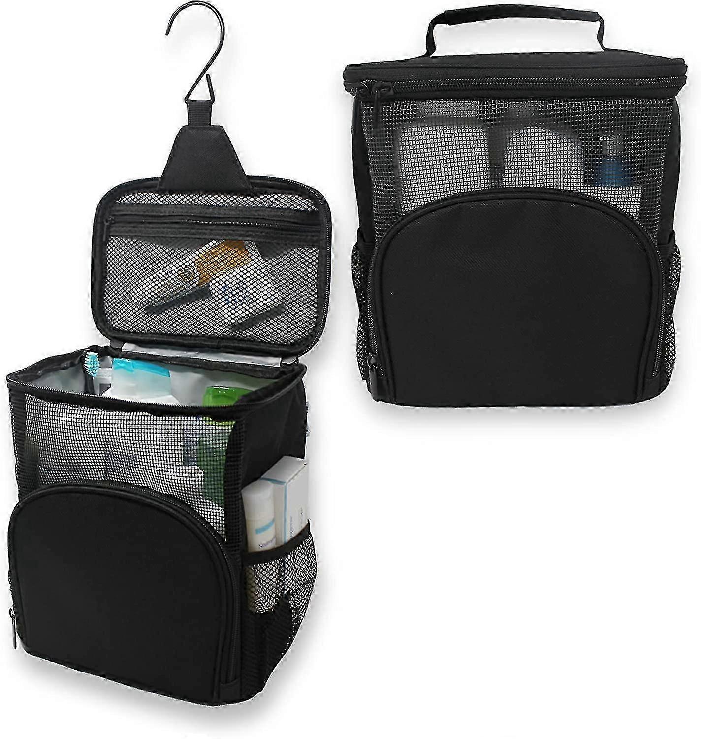 Women's Wash Bag with Metal Hook - Black