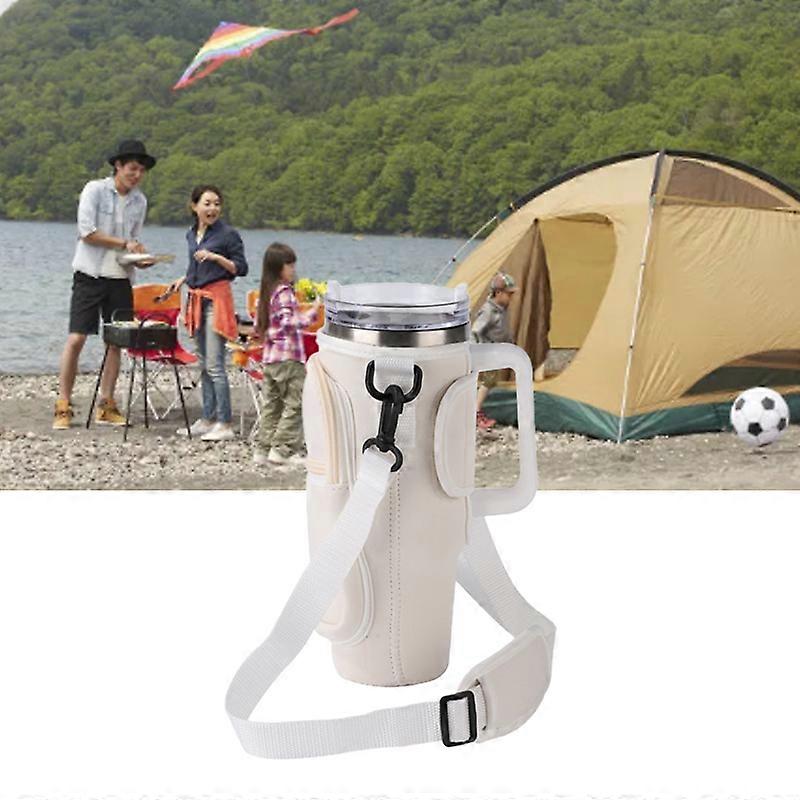 Τσάντα μπουκαλιών νερού αντιολισθητική φορητή διπλή θήκη μπουκαλιών νερού στρωμάτων με λαβή κατάλληλη για Stanley 40 ουγκιά μονωμένα ποτήρια βερίκοκο 