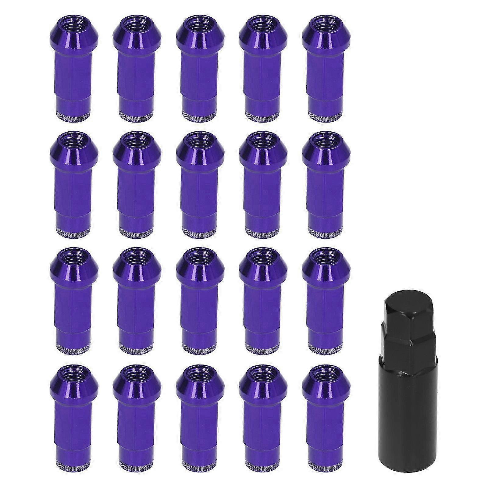 20Pcs M12x1.5 Wheel Lug Nuts with Wrench Socket High Hardness Replacement for Certain Br Purple