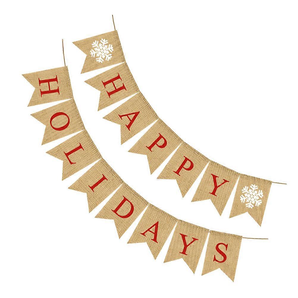 ホリデーホオジロクリスマス生地ペナントバナーリネンアゲハチョウの旗の装飾背景レイアウト小道具ライトイエロー18 * 13 cm 1セット