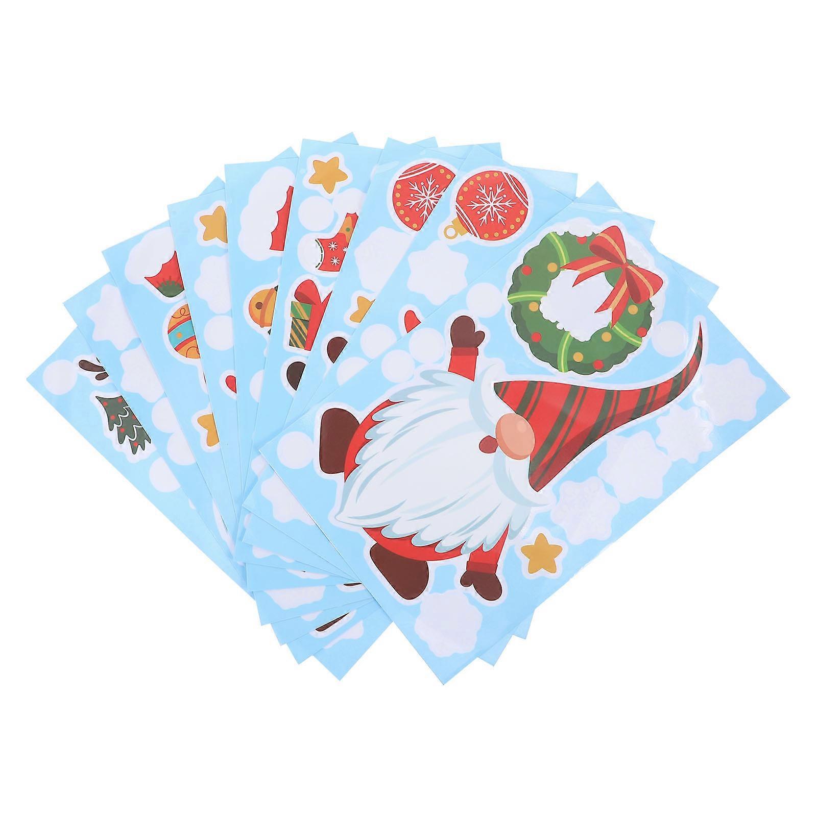 Decorative Window Stickers Creative Christmas Dolls And Doll-Shaped Glass Window Stickers Assorted Color 9Pcs PVC Material