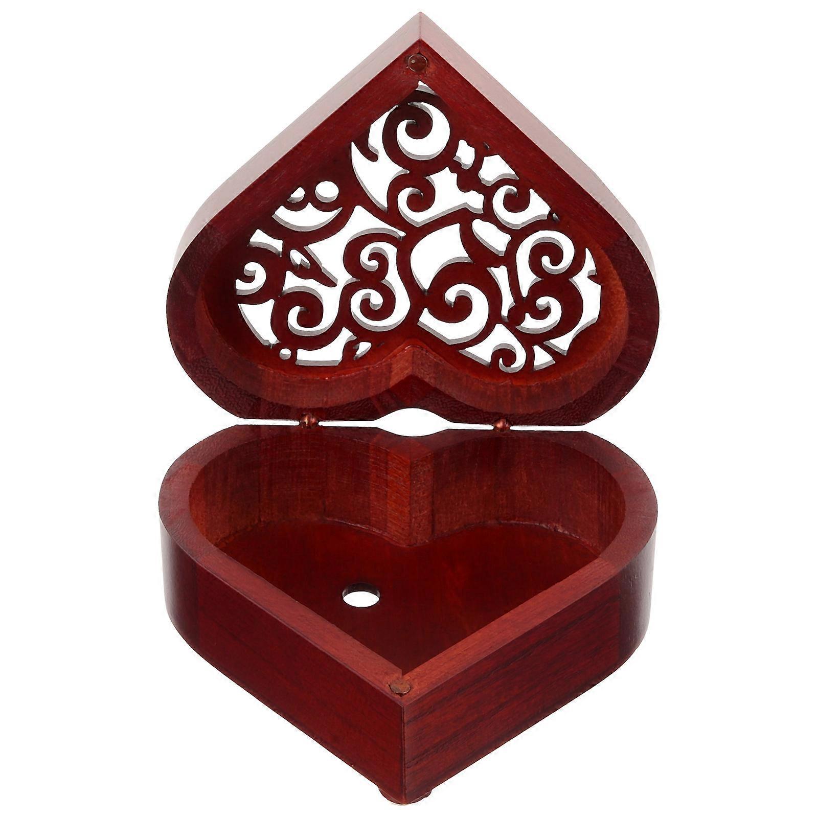 Empty Heart Shaped Music Box Multi-Use Box Wooden Storage Holder Friends .2 3.9 2.0in 1Pack