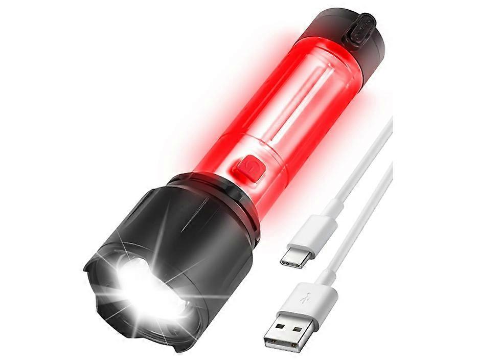 Torches LED Super Bright Rechargeable, 8 Light Modes Zoomable LED Torch with COB Side Light, IP67 Waterproof Rechargeable Torch(Black)