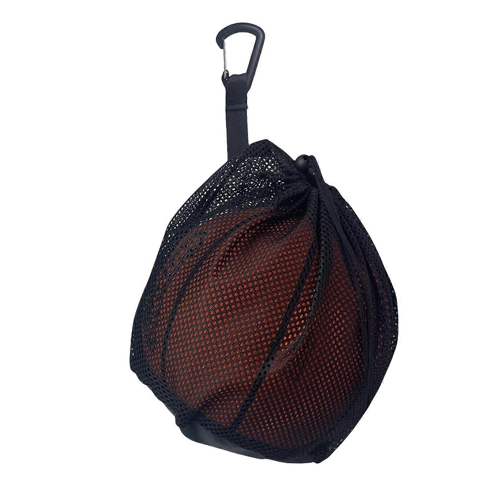 Basketball Ball Bag Backpack - Portable Ball Net for Football, Tennis, Kids and Adults - Black Net Bag