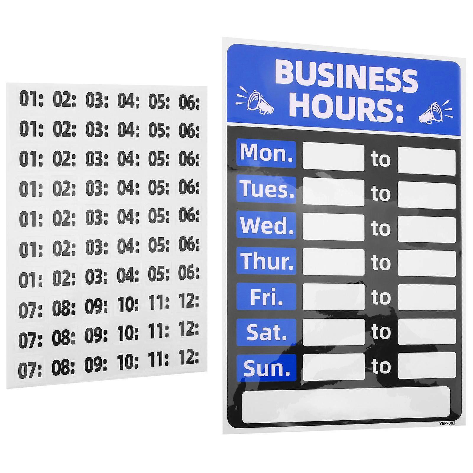 Open and Close Sign Business Hours Sign Changeable Store Hours Sign 30x20.5cm Blue 1Set