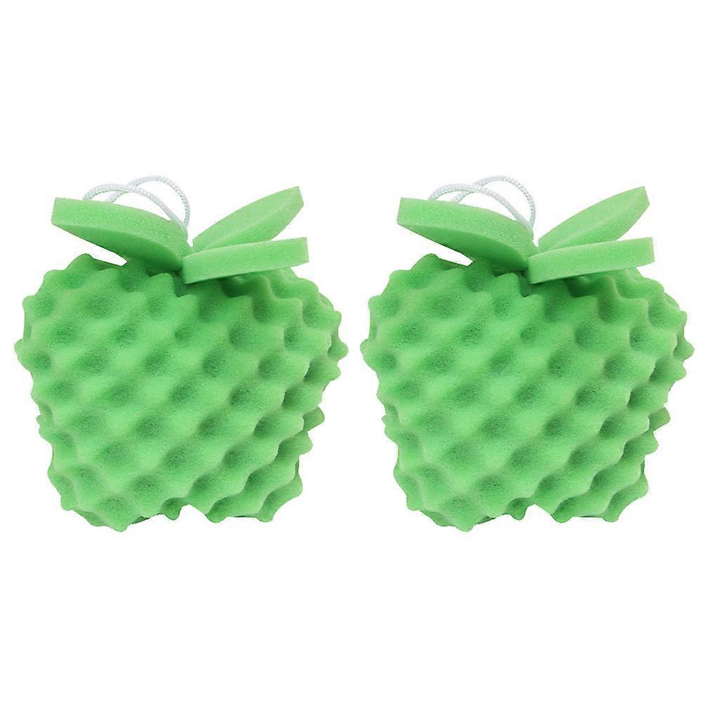 2PCS Fruit Shaped Bath Sponge for Kids Creates Thick Foam Green Portable