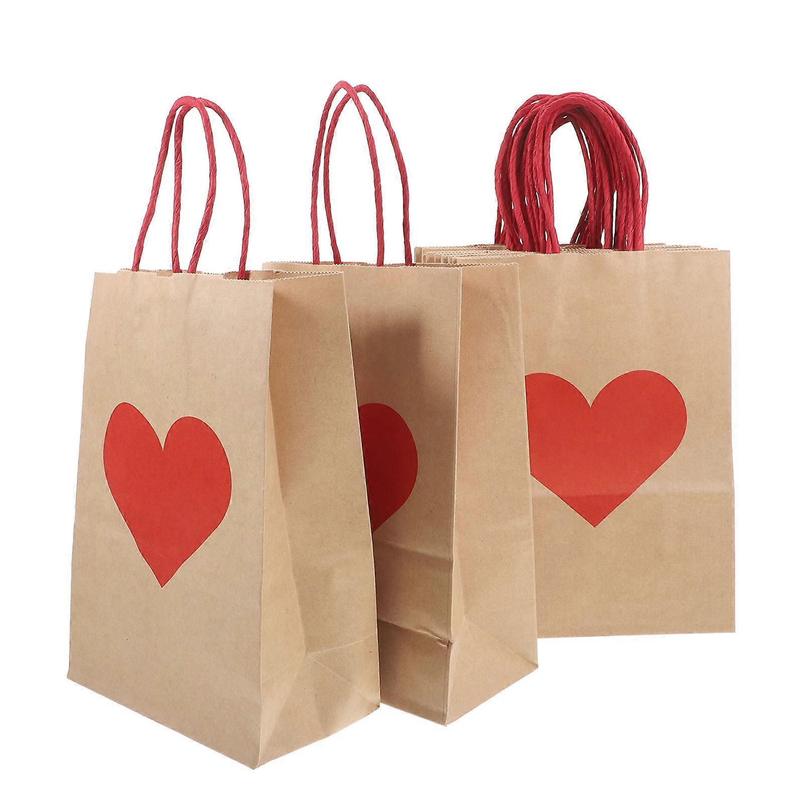 Grocery Bags Heart Paper Bags For Kids Valentines Birthday Parties .00X15.00X8.00CM Candy Packaging 12Pcs
